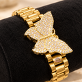 Gold Plated Butterfly Iced Bracelet Link Chain Band