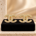 Gold Plated Ice CC studs Earrings