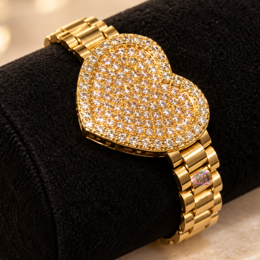 Gold Plated Heart Ice Bracelet link chain Band