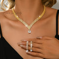 Sparkling Rhinestone Necklace and Earring Set for Fromal Events Weddings Bridal Party
