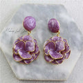 Women's Purple Vintage Flower Dangle Earrings