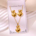 two tier heart Stainless Steel Earring and Necklace Set