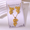 Gold  Plated Stainless Stell Heart Earring and Necklace Set